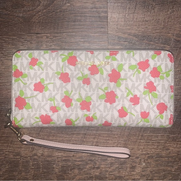 MICHAEL KORS Jet Set Travel Continental Floral Wallet NWOT - Picture 2 of 10